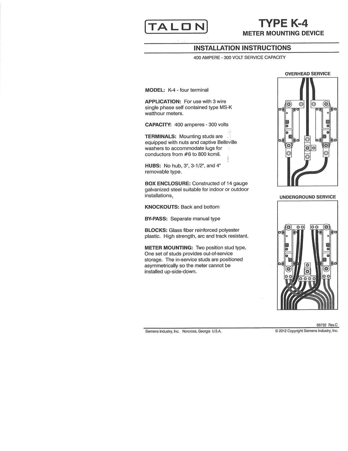 Meter Base HD K-4 400A Steel