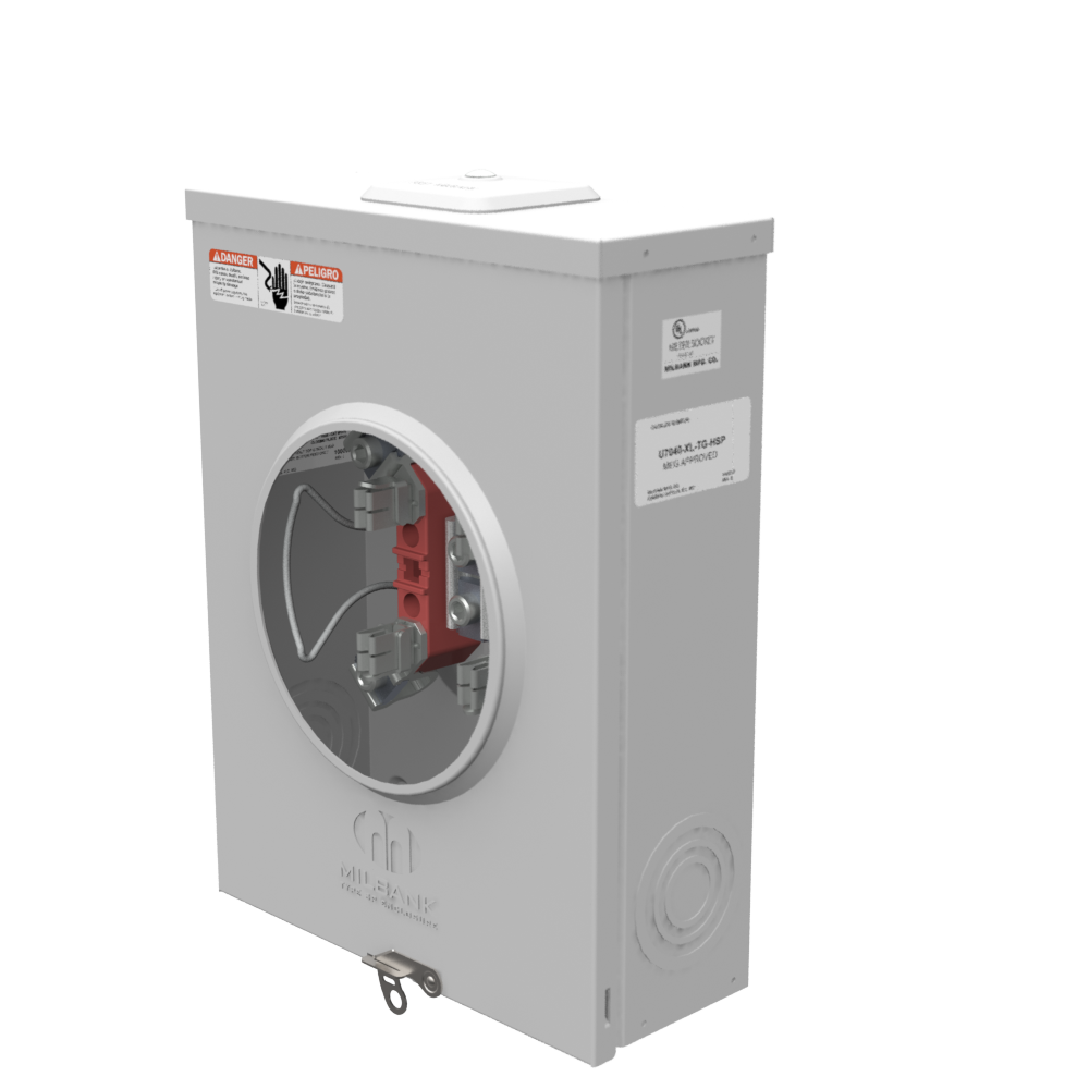 Meter Base, 200A, 600VAC, 4 Jaw, Ringless, OH/UG Service, Aluminum