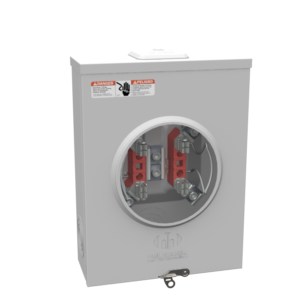 Meter Base, 200A, 600VAC, 4 Jaw, Ringless, OH/UG Service, Aluminum