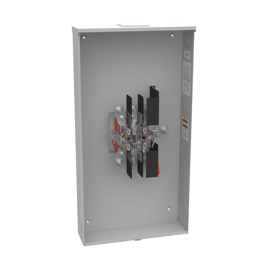 Meter base 7J 3-Phase CL 320 Ringless, Large Closing Plate, Lever Bypass, Stainless Steel, Hasp, Aluminum Painted