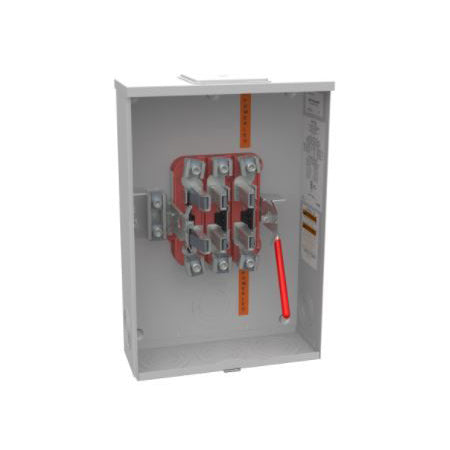 Meter Base, 200A, 600VAC, 7 Jaw, Ringless, OH/UG Service, Blank Hub